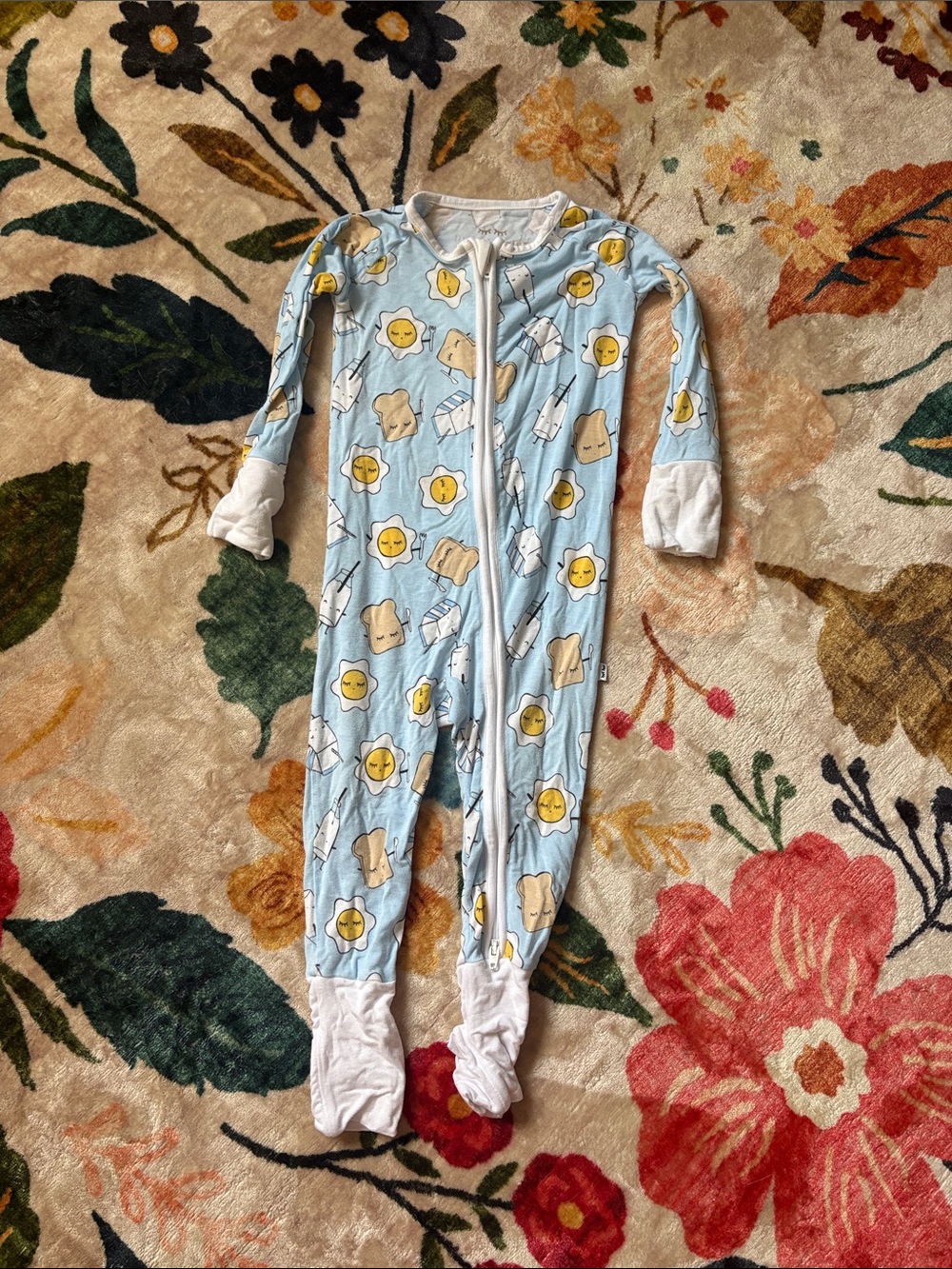 Little Sleepies Light Blue Footed One-Piece with Sunny & Toast Print